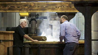 Liam and Alex manning the Mash Tun provided by <a href="http://www.kilbegganwhiskey.com/" >Kilbeggan Distillery</a> 